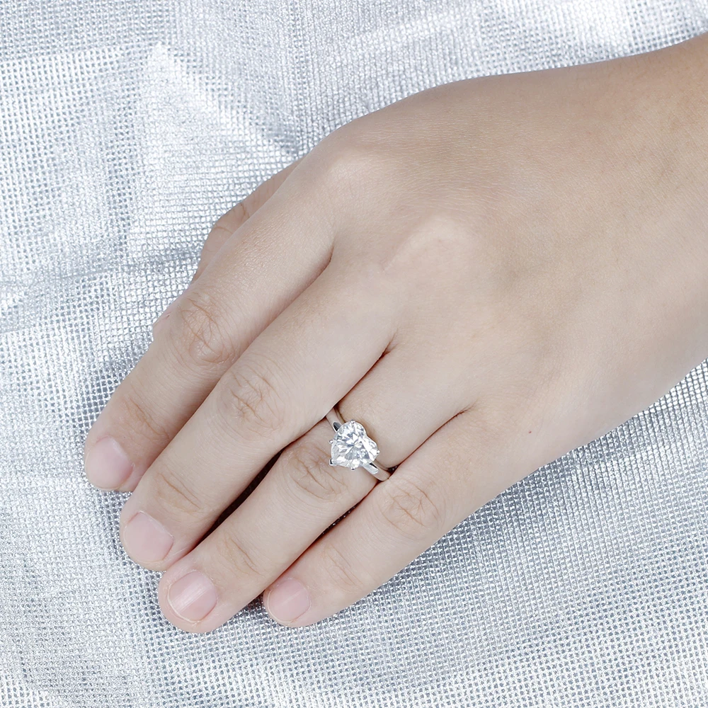 Transgems 14K 585 White Gold Center 3ct 9X9mm F Color Heart Shaped Solitaire Moissanite Engagement Ring for Women Wedding Gifts | Украшения