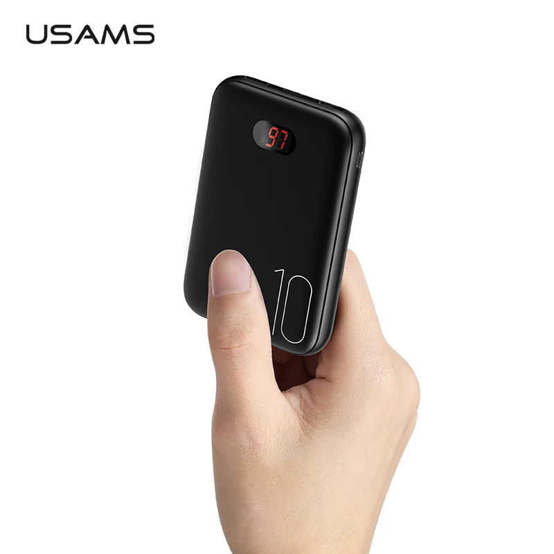 10000 мАч светодиодный цифровой мини внешний аккумулятор USAMS Dual USB Powerbank Быстрая