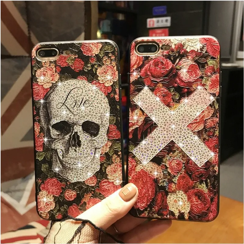 3D рельефный лазерный Блестящий Цветочный чехол для телефона iPhone X XS мягкий блеск