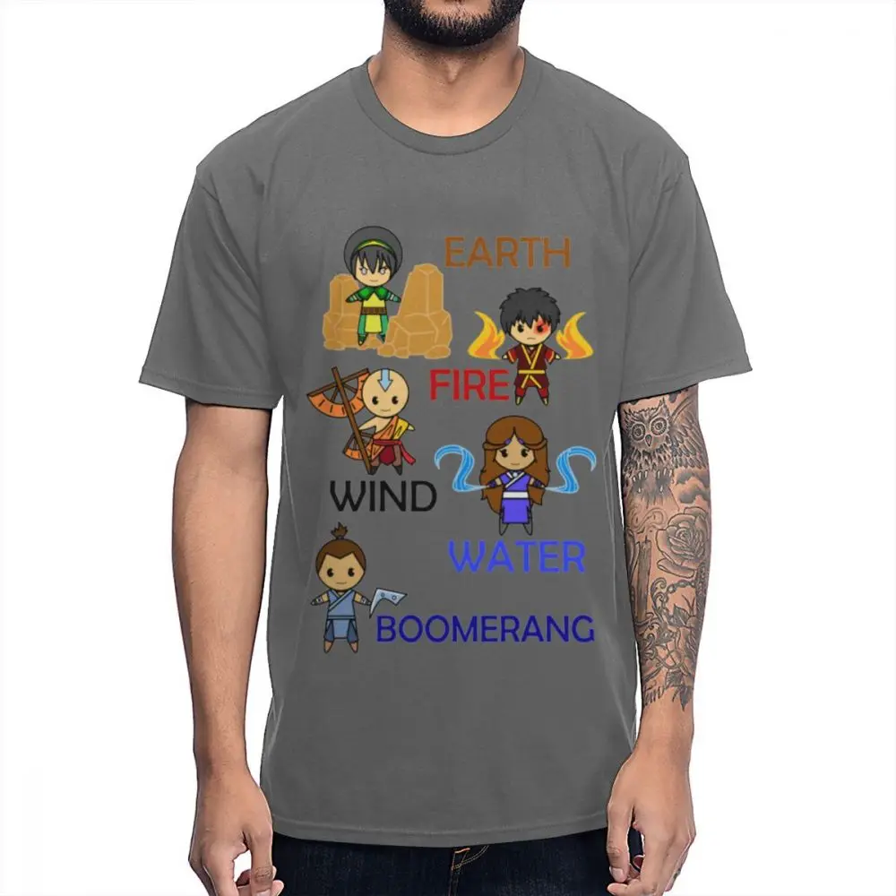 Аватар Последний Airbender Aang Катара Сокка футболка Чистый хлопок качество капитан Эле Мужская футболка для мужчин футболка S-6XL футболка - Цвет: Темно-серый