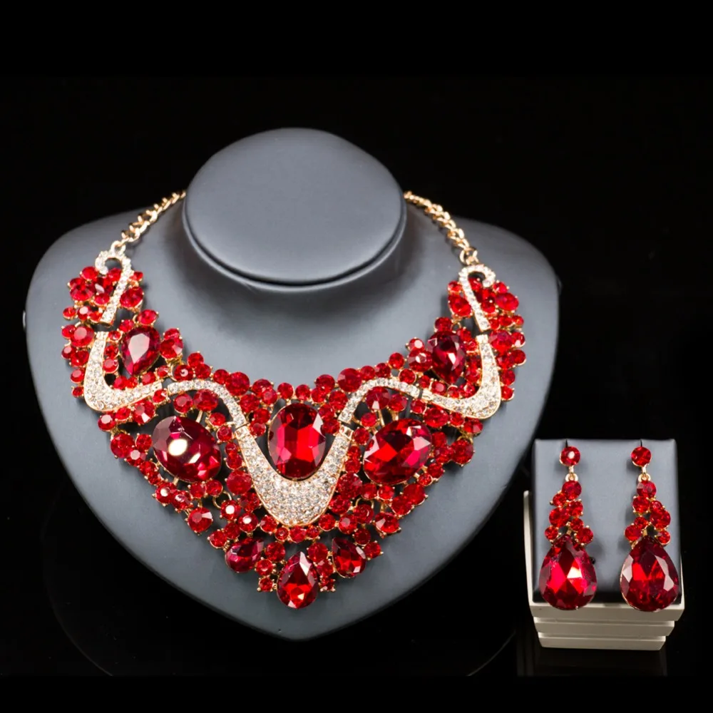 Parure Bijoux Femme прекрасное ювелирное ожерелье наборы золото Роскошные Стразы и