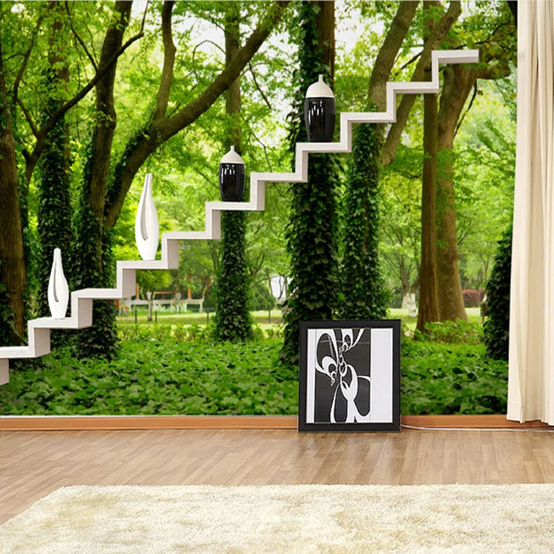 Фотообои современные простые зеленые лесные природы 3D панели настенная живопись