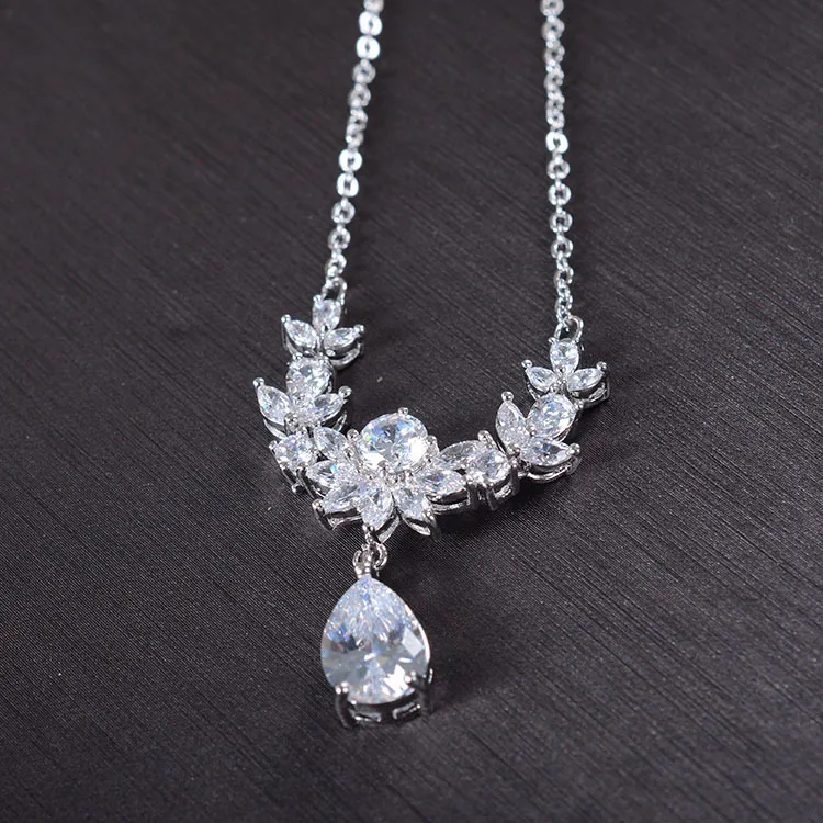 Cubicos de zirconjuntos De Joias Noiva Folha Forma Cristal Strass Partido da Joia Do Casamento|conjunto joias|joias noivaconjunto zirconia |