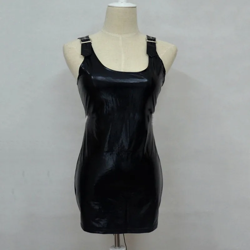 Сексуальное Бандажное Эротическое платье без спинки из латекса рукавов Wetlook