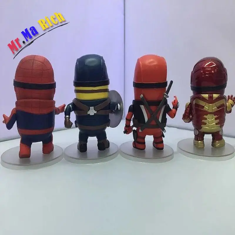 4 Pz Фигурки Мстителей Q Versione Миньон Дэдпул гиокаттоли модельло бамболе ди вендита