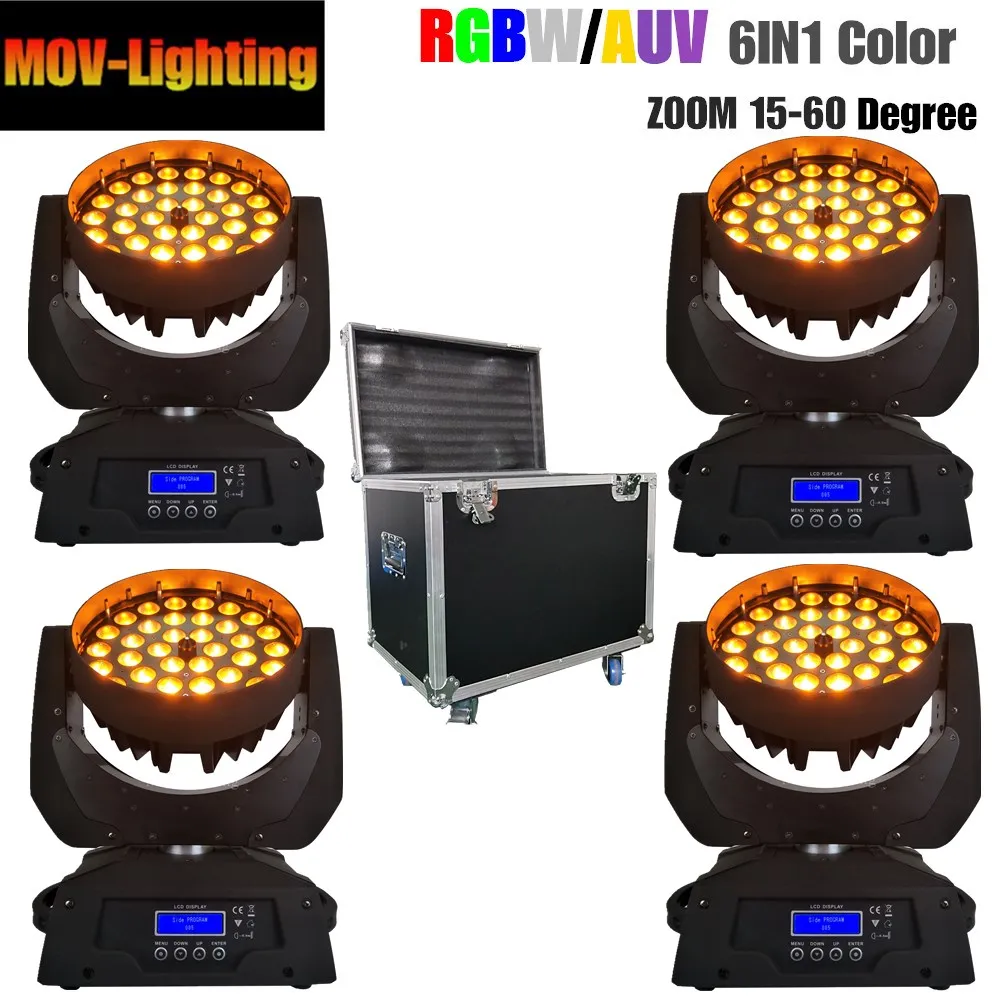 4 шт./лот fly case 36x12W 36x15W 36x18W 4in1 5in1 6in1 Zoom Moving Head Light RGBWA UV dmx light flight цена|Эффект освещения