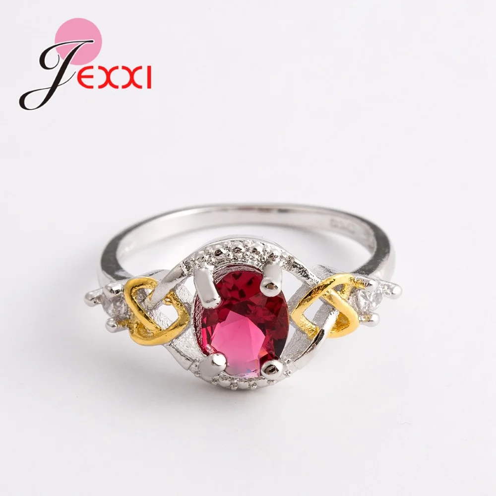 Женские свадебные кольца в форме сердца JEXXI Sweet Romintic красные прозрачные с