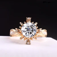 solid 18k yellow gold df color center 1ct 6 5mm round brilliant cut moissanite ring wedding ring fine gold jewelry for women