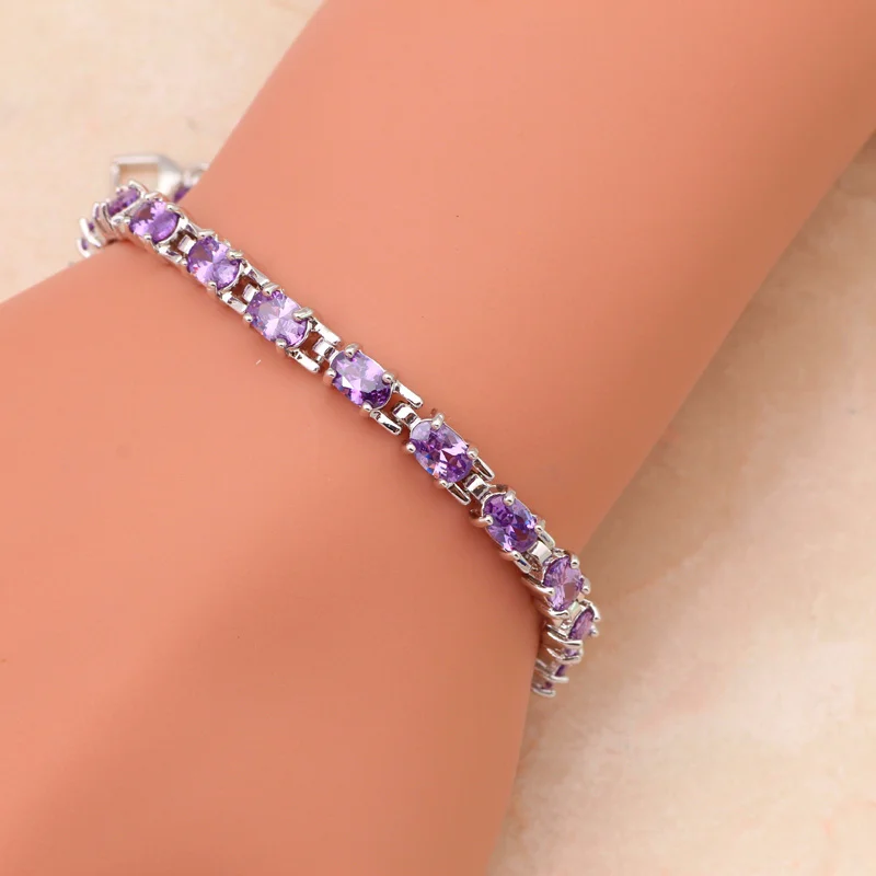 Элегантный Кристалл Браслеты для женщин бренд дизайн фиолетовый кристалл