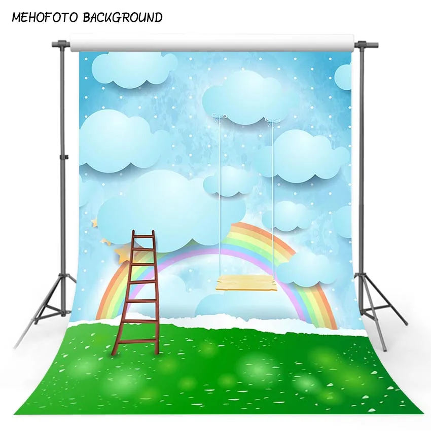 Тонкий Виниловый фон для фотосъемки с голубым небом и белыми облаками|Фон