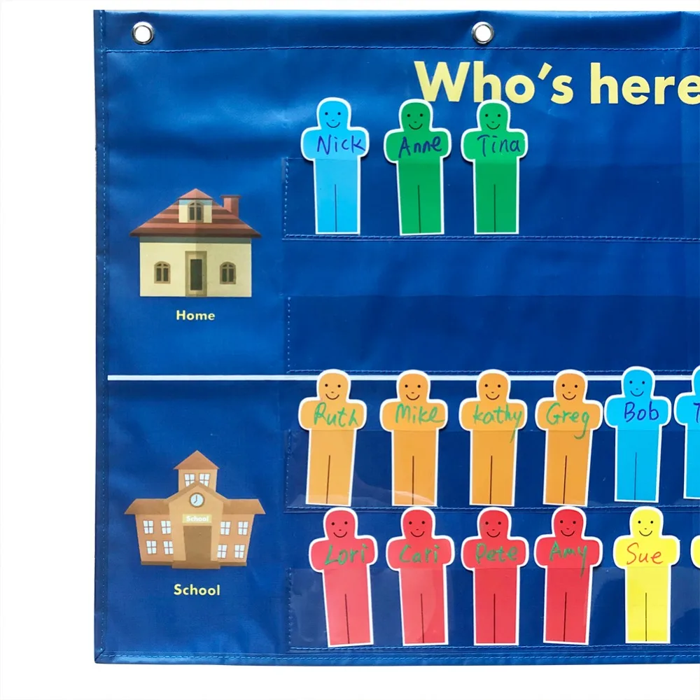 Godery Who Is Here Today Attendance Chart Classroom Multiuse Pocket Chart With 36 Replacement Cards