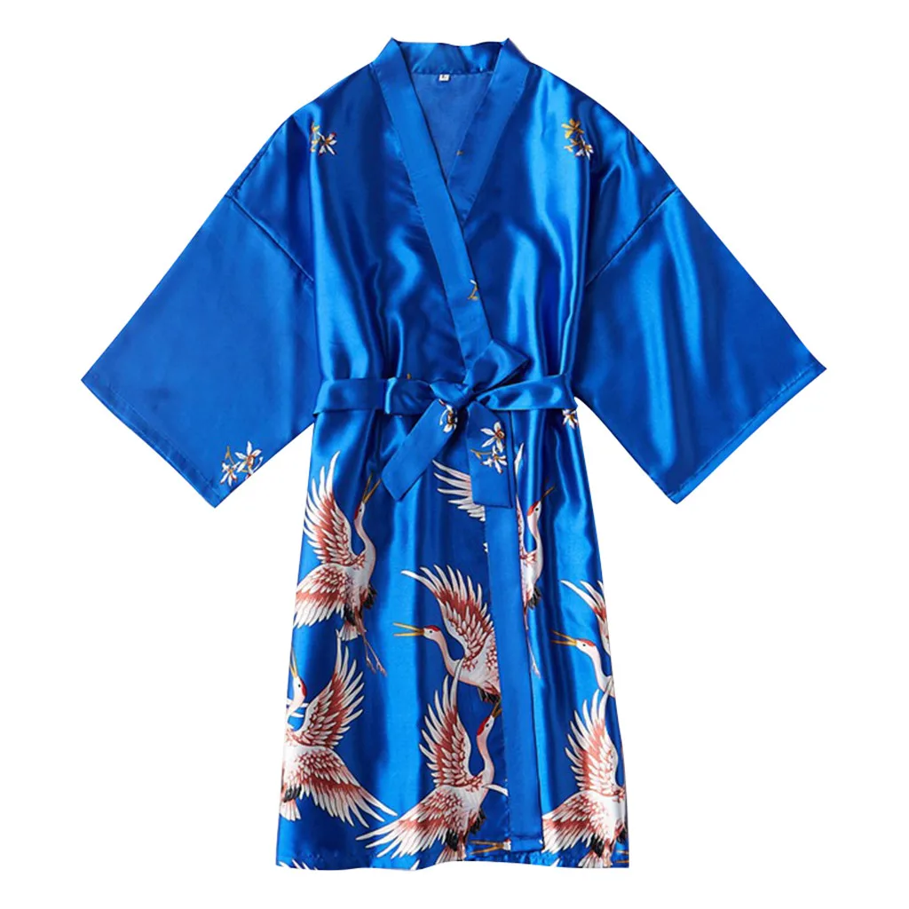 Blue Женская пижама, Модная шелковая ночная рубашка, халат, сексуальное нижнее белье, пижама, сексуальные шелковые халаты для подружки невесты для женщин - Цвет: Blue