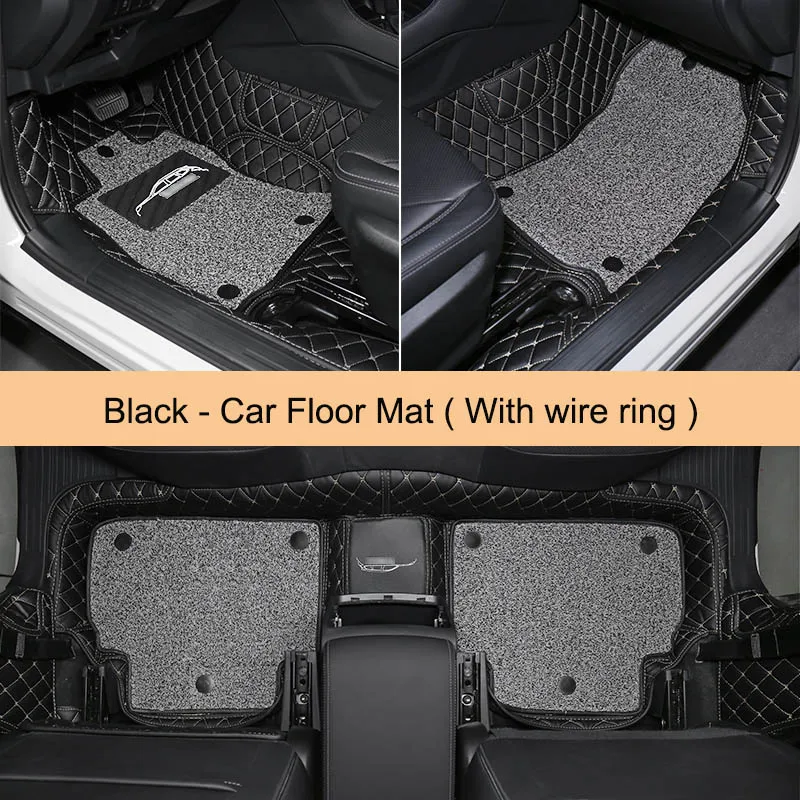 Black With Wire Mat QHCP, микрофибра, кожа, автомобильные коврики, ковер, защита, удлиненный провод, коврик, аксессуары для Subaru Forester, автомобильный стиль - Название цвета: Black With Wire Mat