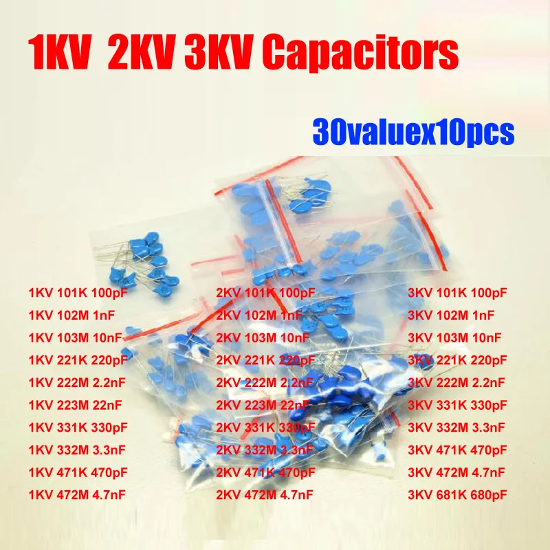 30valuesx10 шт = 300 шт 1КВ2КВ3кВ высоковольтный Керамический Конденсатор 1000 В2000 в3000 в набор 100 пФ ~ 4.7нф (art.: 79a6ca557) - 79a6ca557
