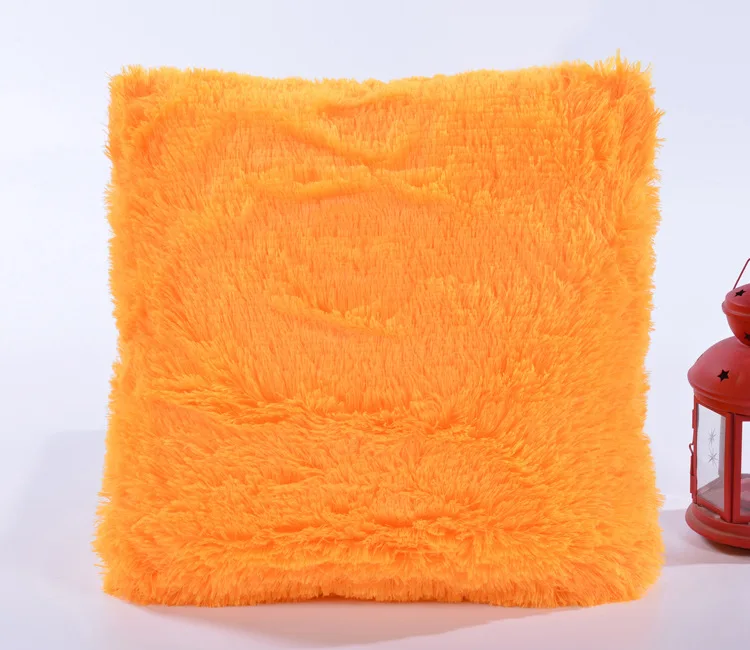 orange Meijuner, новая плюшевая наволочка, однотонная, карамельного цвета, мягкая меховая наволочка для подушки, квадратная Талия, наволочка для подушки, подарки, искусственный мех, MJ002 - Цвет: orange