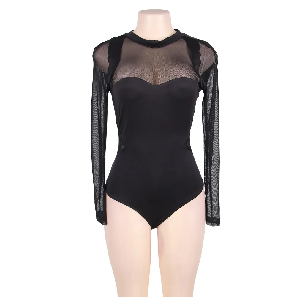 Comeonlover bodysuit long sleeve womens rompers black backless body manga longa jumpsuit short RI70187
