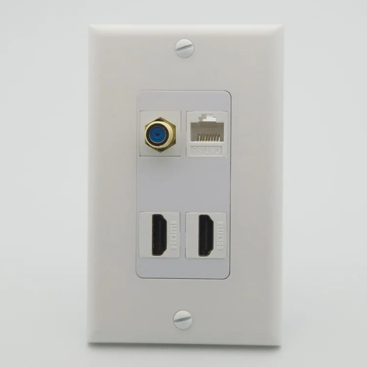 

Dual HDMI, F head, RJ45 wall plate with female to female connector