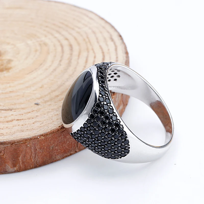 Мужское и женское кольцо из серебра 925 пробы с черной эмалью|ring for|rings for menring men black |