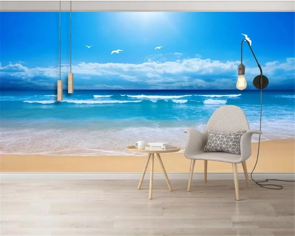 3d обои beibehang на заказ HD синие морские пляжные Декорации для дома ТВ спальни дивана