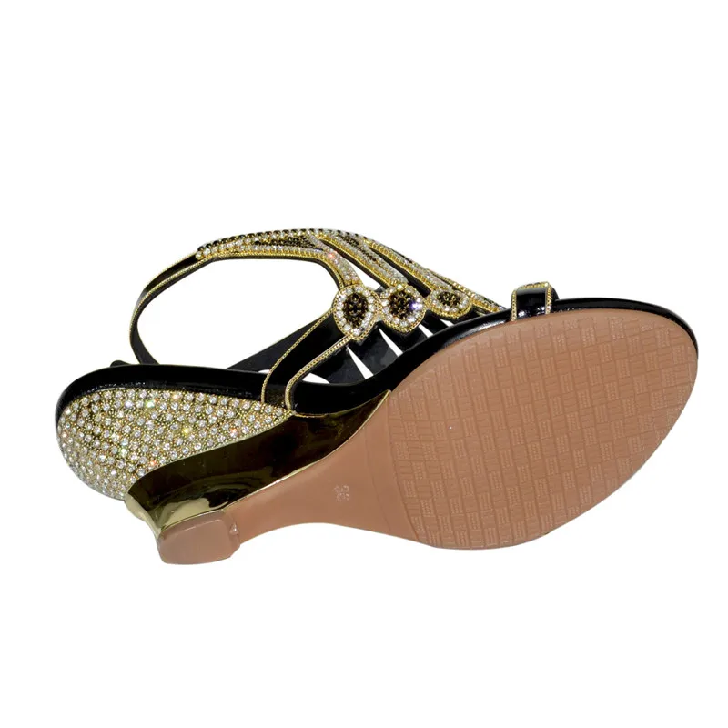 

Christia Bella Summer Crystals High Heels Sandals Wedge Heels Formal Party Dress Shoes Buckle Sexy Women Bohemian Style Pumps