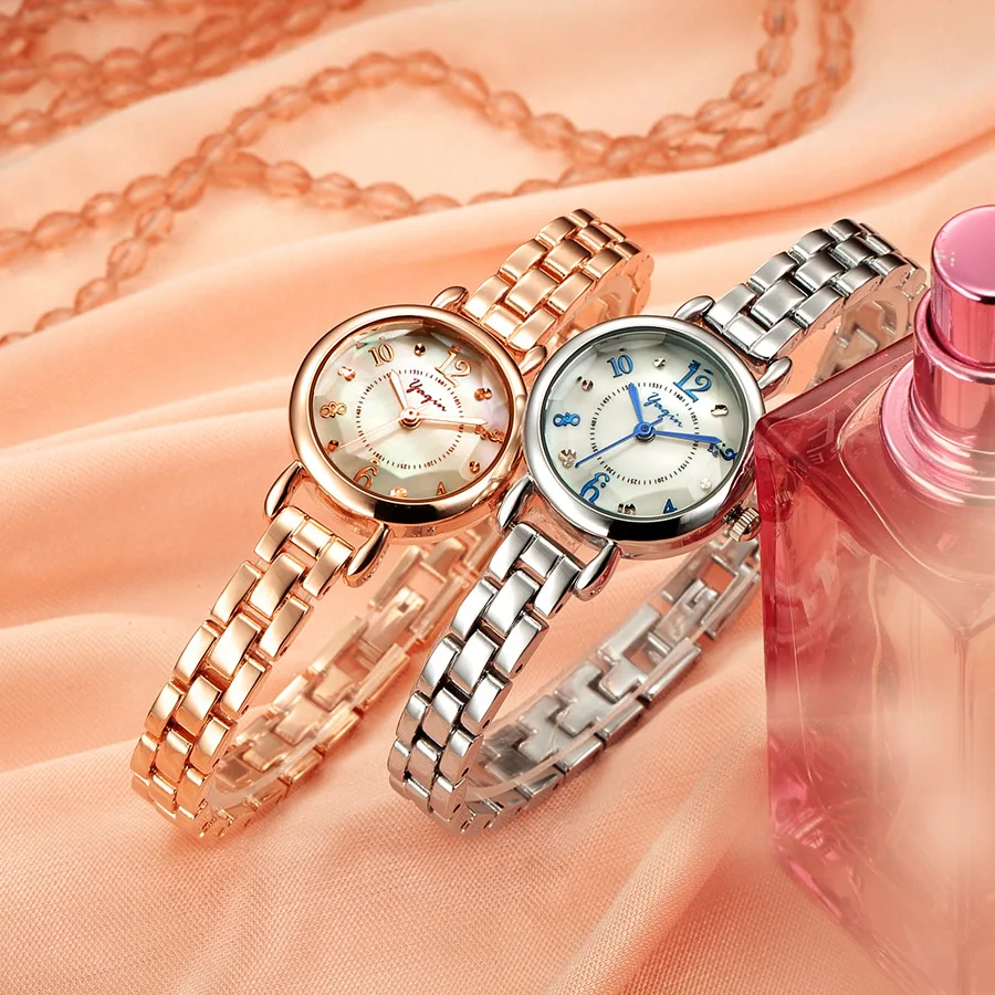 YAQIN woman quartz watch business casual fashion luxury brand rose gold and silver strip waterproof | Наручные часы