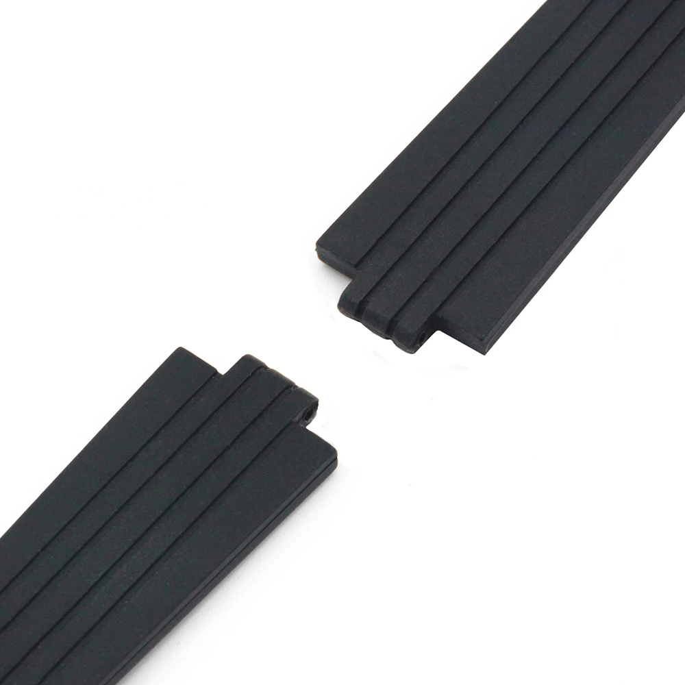 Silicone Rubber Watch Band 10mm X 24mm, 12mm X 22mm Convex Mouth Watchband Safety Clasp Strap Wrist Loop Belt Bracelet Black