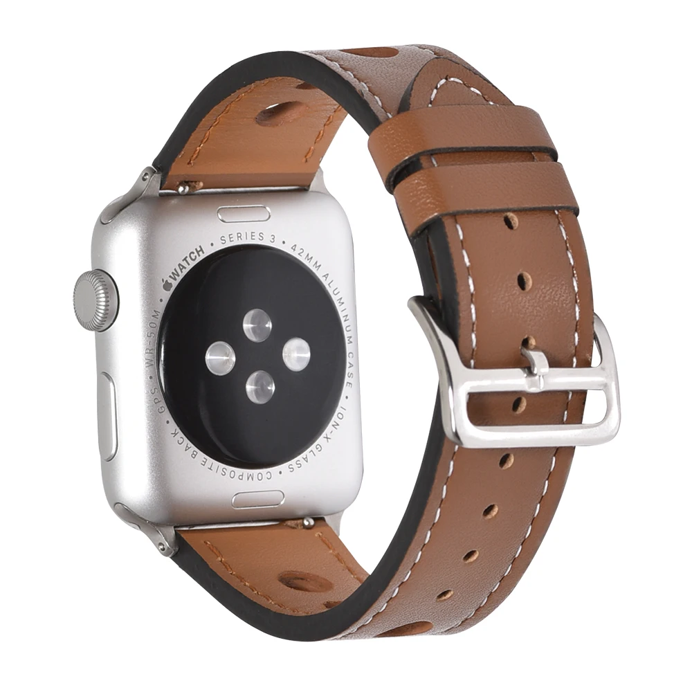 Кожаный ремешок для часов Apple Watch 5 44 мм 38/40/42 4 3 2 1 коричневый черный серый