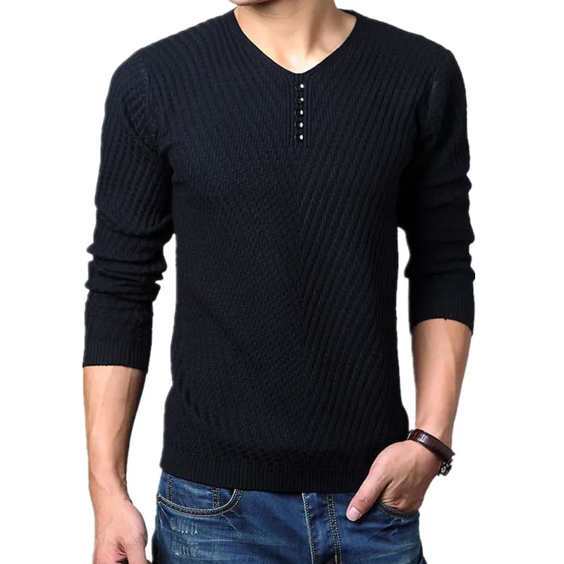

New Winter Henley Neck Sweater Men Cashmere Pullover Christmas Sweater Mens Knitted Sweaters Pull Homme Jersey Hombre
