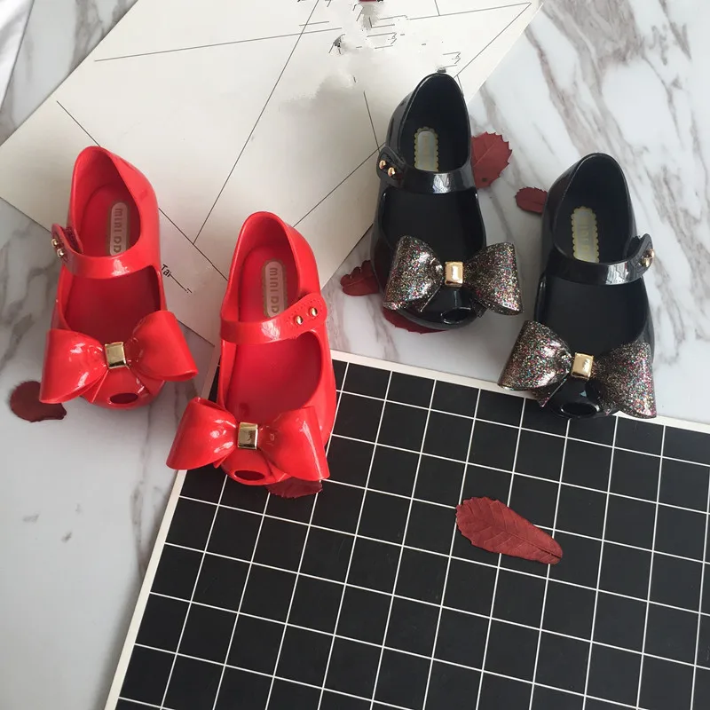 Mini Melissa/2019 г. Новые летние пластиковые сандалии для девочек с бантом Детские желе