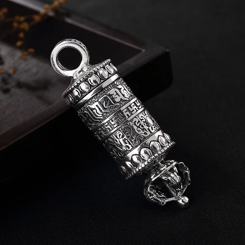 pure silver antique Buddhism six words eight true lucky auspicious boxes box and men's pendants. | Украшения и аксессуары