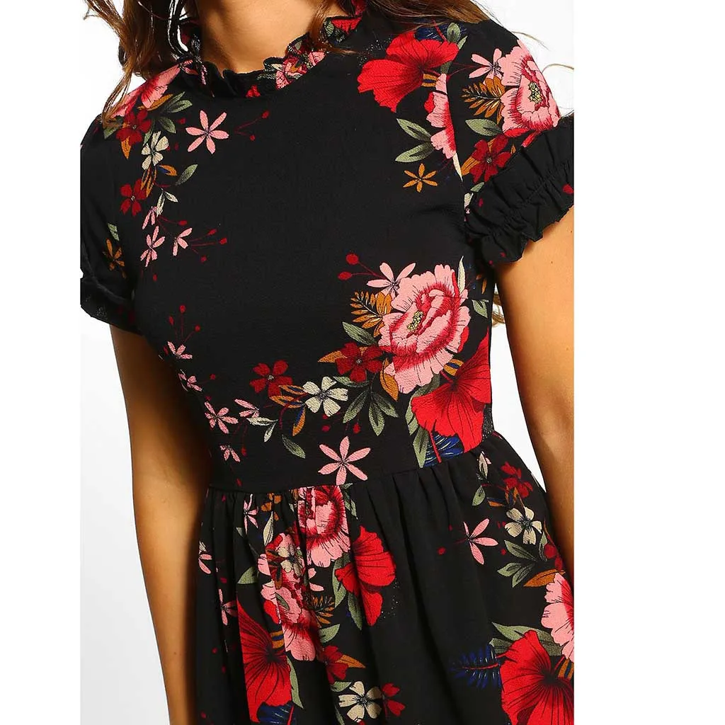 Повседневное платье женское вечернее повседневное пляжное с цветочным принтом и