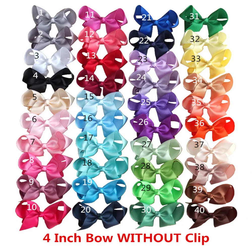 4 inches Bow WITHOUT Clips NO CLIPS Supplier DIY for Hair Bow Headbands Boutique Hair Accessories 40 Colors Available