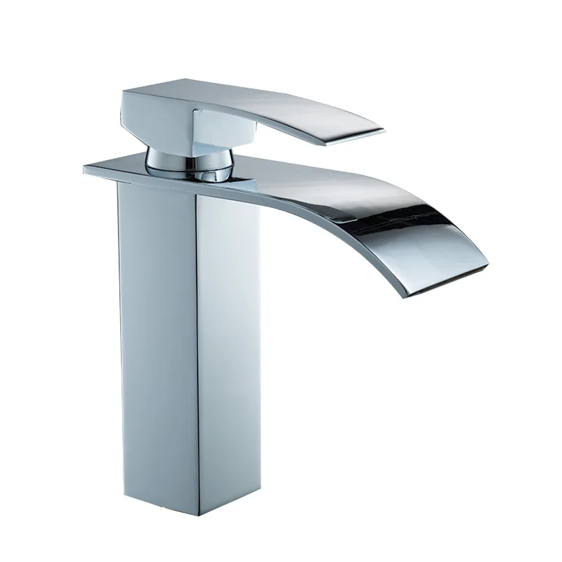 

New copper chrome basin faucet waterfall basin hot and cold water mixer