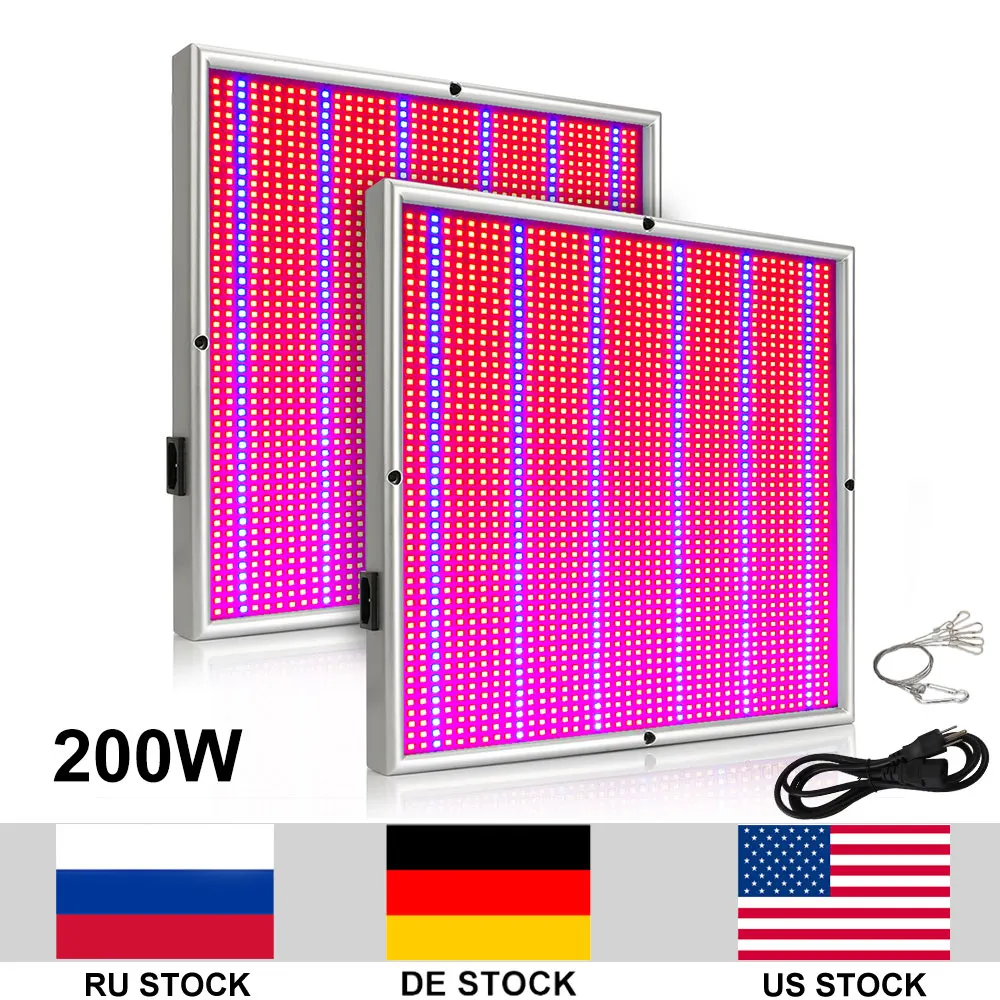 2pcs/lot 200W Led Grow Panel Lamp 2009 Leds Growing Lamp for Hydroponic Systems Aquarium Flowering Plant Bloom
