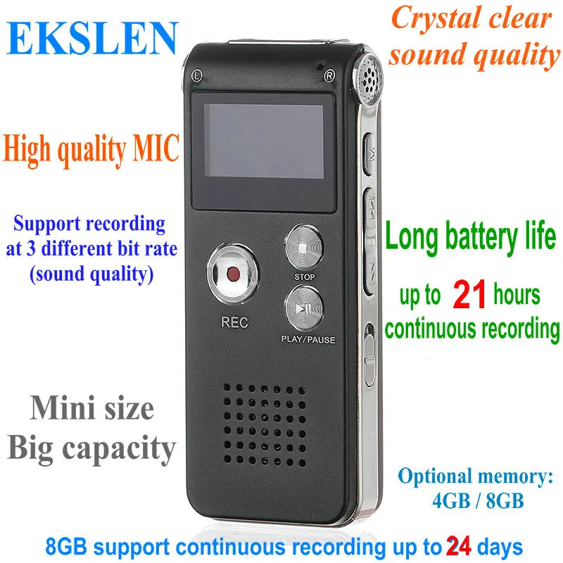 

EKSLEN 012 Digital Audio/Voice Recorder Professional Handheld Digital Recorder Dictaphone Recording Pen for interview meeting