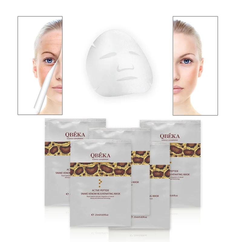 12 PCS Best Anti-Wrinkle Facial Mask QBEKA Active Peptide Snake Venom Rejuvenating Mask Anti-Aging Mask For Women