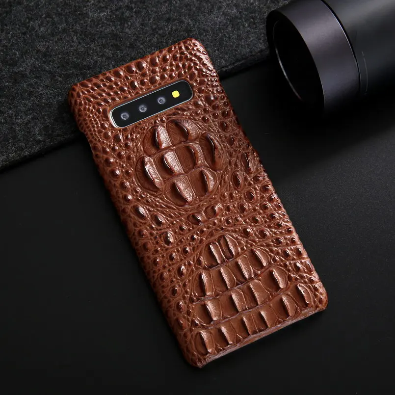 Чехлы для телефонов samsung Galaxy S10 Plus Funda подлинное покрытие для samsung Galaxy S10 чехол с узором головы крокодила чехлы из воловьей кожи