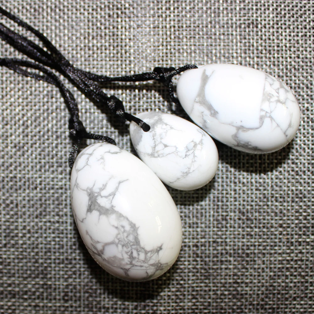 Натуральный пробуренный Белый Howlite камень Yoni яйца Бен Ва мяч для женщин Кегель