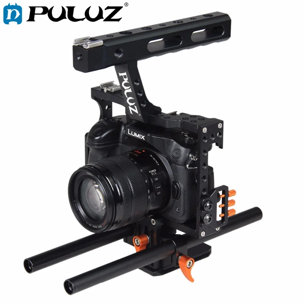 

PULUZ Rod Rig DSLR Camera Video Cage Kit Stabilizer+Top Handle Grip for Sony A7 A7S A7R A7R II A7S II Panasonic Lumix DMC-GH4
