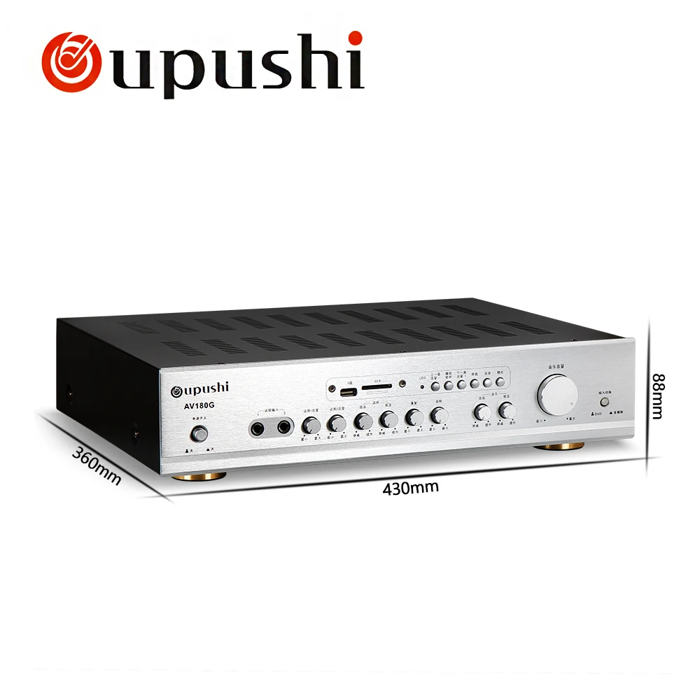 OUPUSHI AV180G 220 В Bluetooth HiFi Стерео AV объемный усилитель 2 канальный 260 Вт домашний