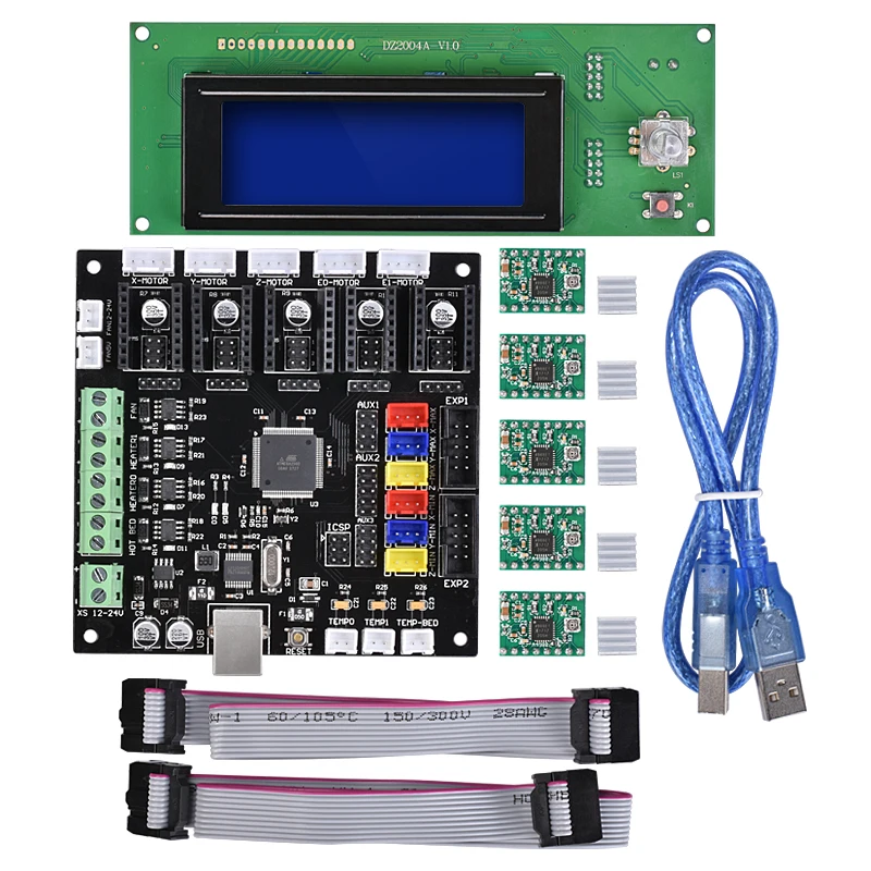 Biqu 2004 ЖК дисплей Smart Управление Лер RepRap Рампы 1.4 1.5 Дисплей панели и A4988 драйвер с