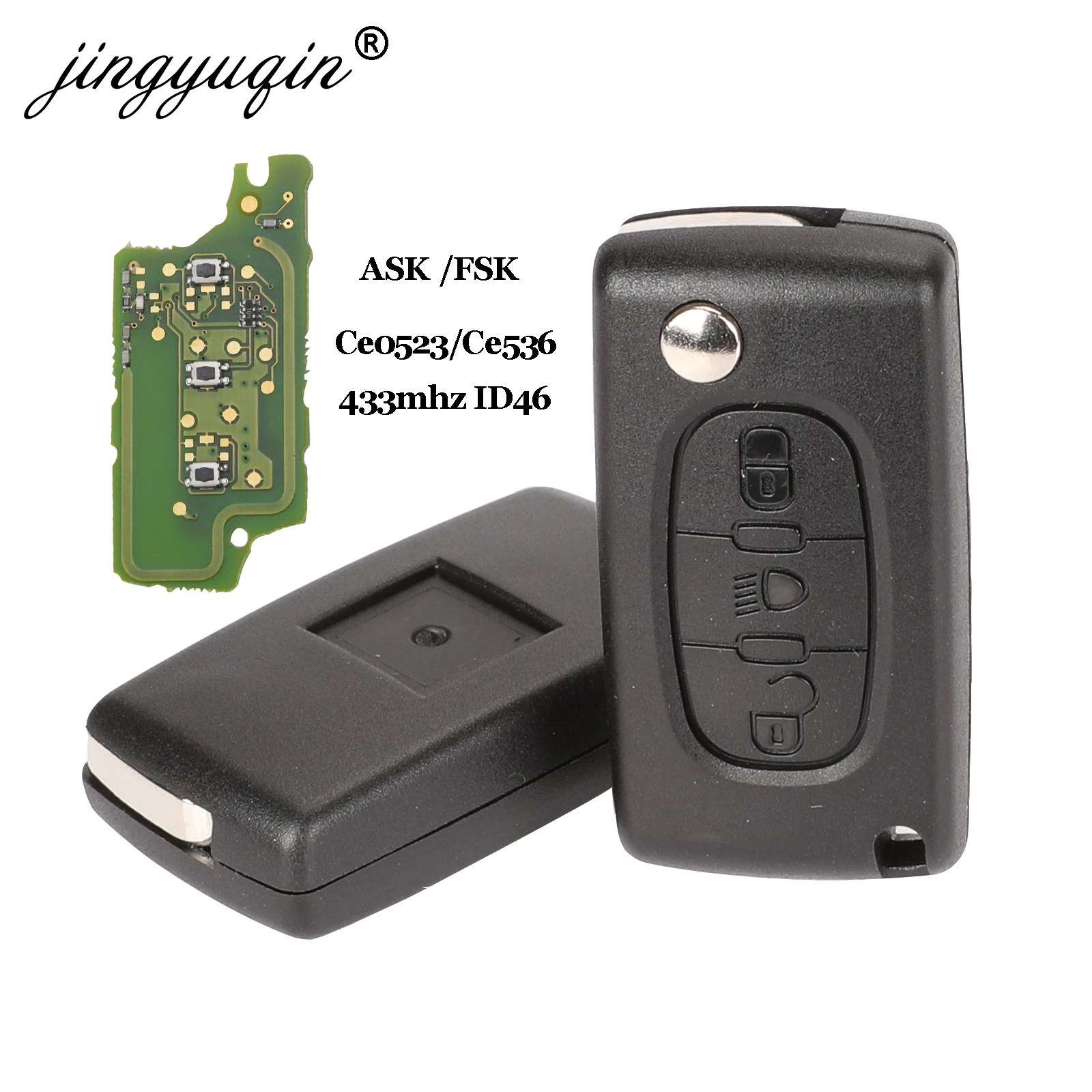 Пульт дистанционного управления jingyuqin Ce0523 Ce0536 ASK/FSK 433 МГц ID46 для Peugeot 407 307 308 607 3