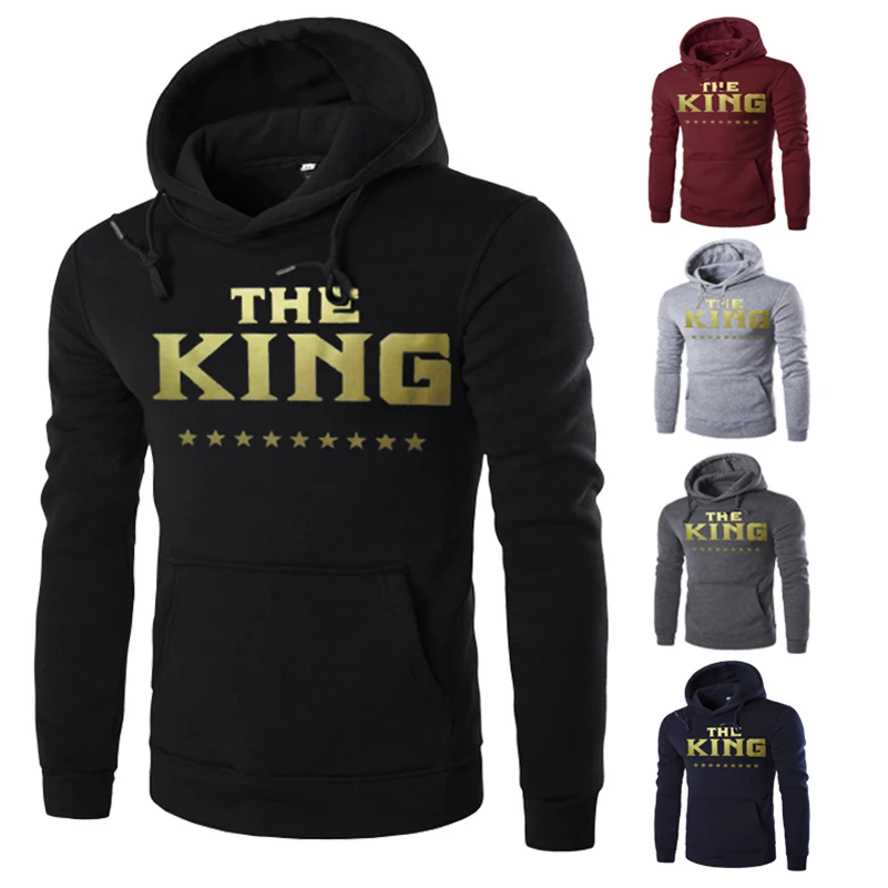 Принт король письмо горячий стиль большой размеры толстовки с капюшоном для
