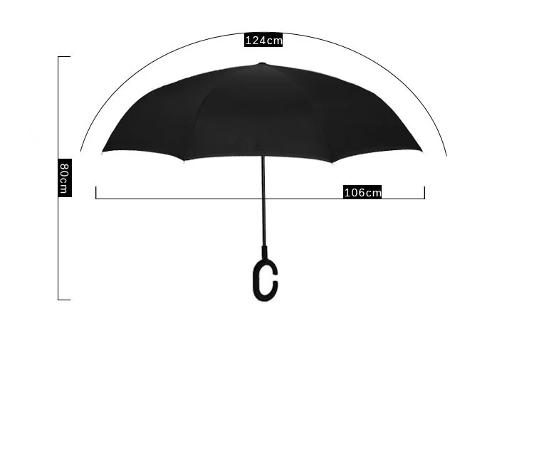 Женский ветрозащитный складной двухслойный перевернутый зонтик Chuva с защитой от дождя и изнанки для автомобиля