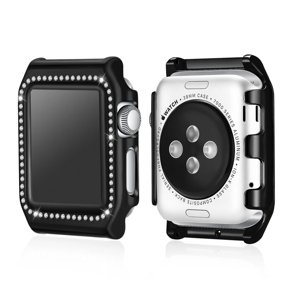 KLFS для Apple Watch 38 мм/42 мм PC жесткий чехол Серия 1/2/3 рамка Защитная крышка блестящие