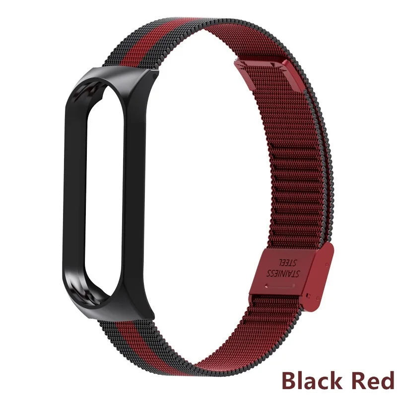 Buckle-Black red Mi band 4 ремешок для Xiaomi mi band 3 умный браслет металлический браслет из нержавеющей стали ремешок для Xiaomi mi band 4 mi band 3 умный Браслет - Цвет: Buckle-Black red
