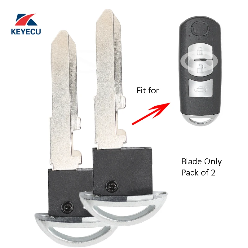 

KEYECU Pair Replacement Emergency Smart Prox Remote Fob Key Insert for Mazda 3 5 6 CX-5 Uncut Blade Blank Fits: KR55WK49383