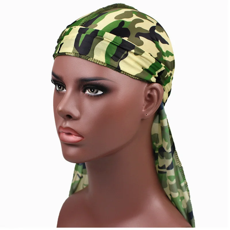Мужская шапка Бандана Durag шелковистая камуфляжная бандана в стиле хип хоп