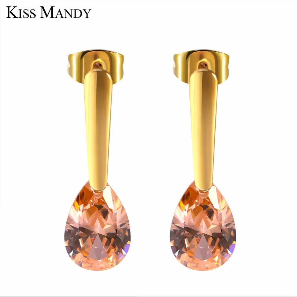 KISS MADNY Новое поступление трендовые серьги гвоздики с фианитом ААА женские модные