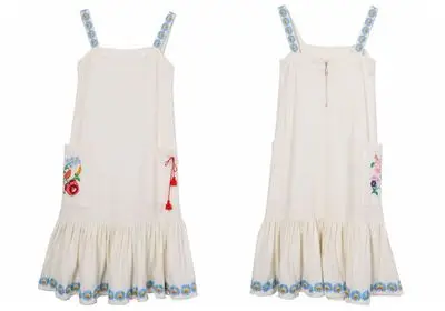 Женское тонкое шерстяное винтажное платье с вышивкой на подтяжках|lynette's